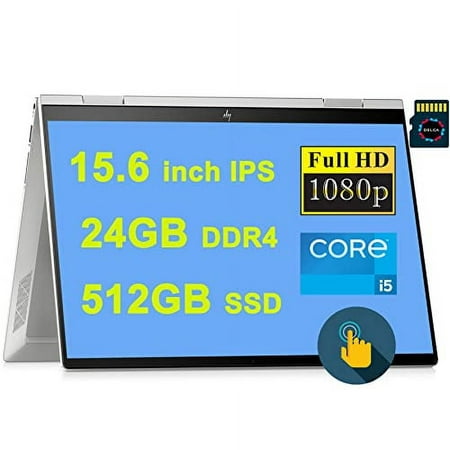 HP ENVY x360 15 Premium 2-in-1 Laptop I 15.6" FHD IPS Touchscreen I 11th Gen Intel 4-Core i5-1135G7 (>i7-10710U) I 24GB DDR4 512GB SSD I Fingerprint Backlit USB-C HDMI Win10 Silver + 32GB MicroSD Card