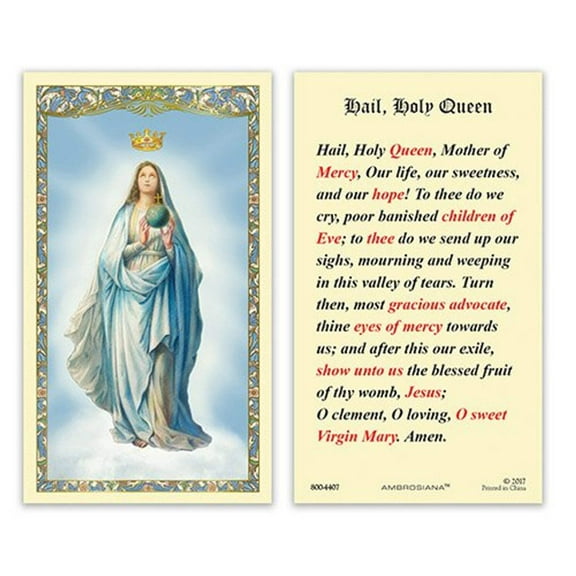 Mary, Queen of Heaven Laminated Holy Card - 25/pk
