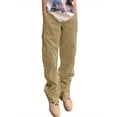 thumbnail image 4 of STARVNC Women High Waist Multi Pockets Zip Up Cargo Washed Distressed Pants, 4 of 5