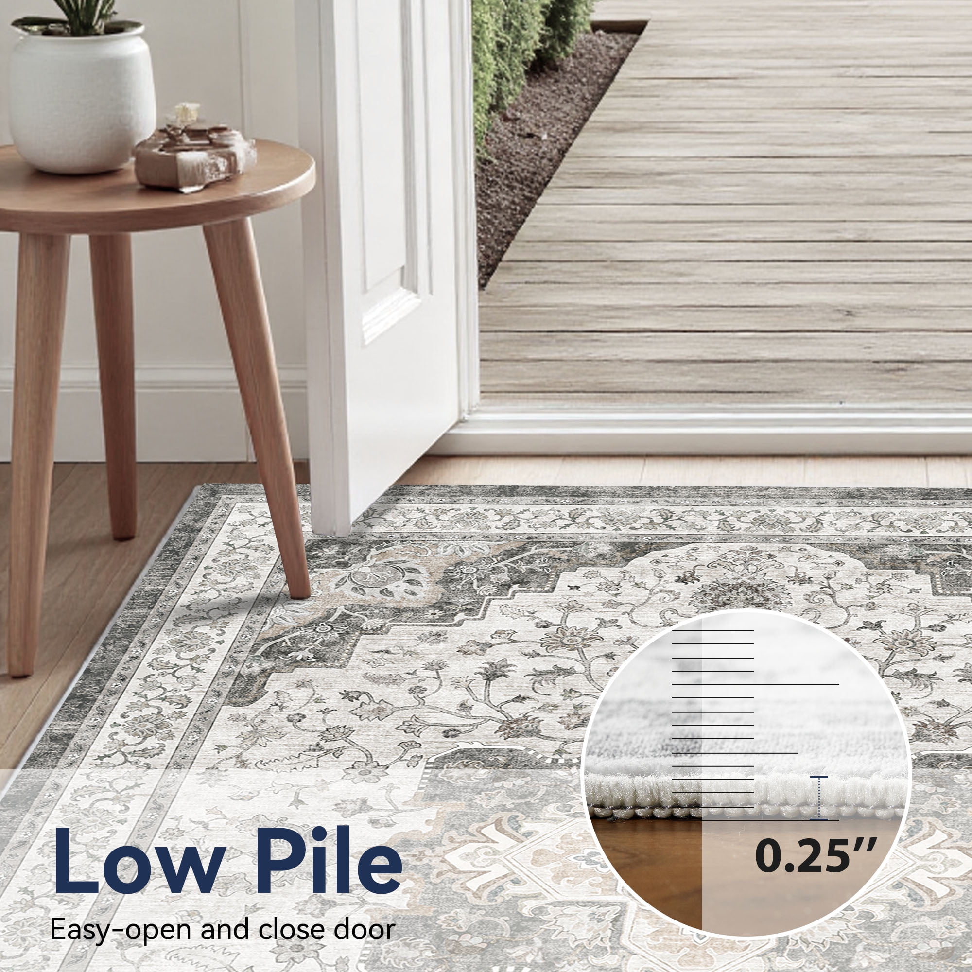 CHITOOMA 5'x7' Area Rugs for Living Room, Washable Rugs Vintage Soft Living Room Rug for Bedroom Dining Room Dorm Office with Non-Slip Backing, Stain Resistant Non-Shed Carpet