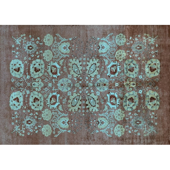 Ahgly Company Indoor Rectangle Oriental Light Blue Industrial Area Rugs, 7' x 9'