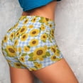 thumbnail image 2 of Sikiie Blue White Plaid Sunflower Print Workout Shorts Women Scrunch Butt Gym Shorts Seamless High Waist Tummy Control Yoga Biker Athletic Shorts, 2 of 5