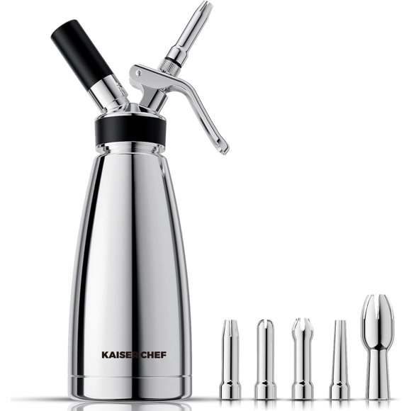 Dispensador de crema Kaiser Chef 500 ml con 5 boquillas