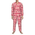 thumbnail image 3 of Hirioo pink ribbon bows for Men's Pajama Sets 2 Piece Pjs Men's Long-Sleeved Pajama Set Button Down Sleepwear,S-XXL-Large, 3 of 7