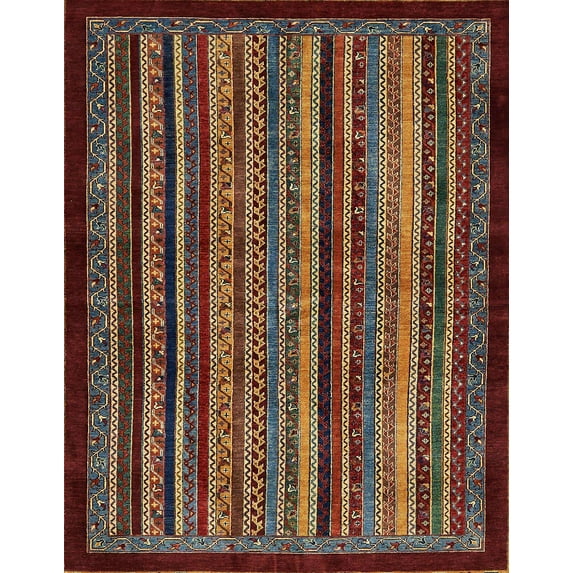 Ahgly Company Machine Washable Indoor Rectangle Abstract Dark Almond Brown Area Rugs, 2' x 5'