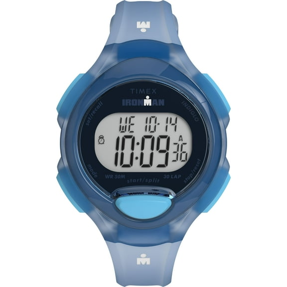 Timex Women's Ironman Essential 34mm Watch - Blue Strap Digital Dial Blue Case
