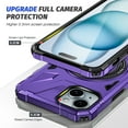 thumbnail image 6 of Armor Stand Case for iPhone 13,[Compatible with MagSafe] Military Shockproof Rugged Phone Case,Magnetic with Car Mount,Built in 360° Rotatable Ring Kickstand For iPhone 13,Purple, 6 of 8