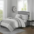 thumbnail image 6 of Madison Park Full/Queen Quilt Set Lightweight Gray Jacquard Geometric Adult Bedspreads, 6 of 9