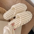 thumbnail image 4 of AUDeals Women Men Stripe Slippers Open Toe Cotton Linen Slide Sandals Soft Soled Lightweight Home Shoes Anti Slip Lounging (Brown, 8), 4 of 9