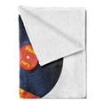 thumbnail image 2 of 70s Party Soft Flannel Fleece Blanket, Vinyl Record Cover with Disco Party Illustration Dancers Music Art Print, Cozy Plush for Indoor and Outdoor Use, 70" x 90", Orange Yellow White, by Ambesonne, 2 of 5