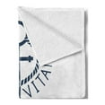 thumbnail image 2 of Anchor Soft Flannel Fleece Throw Blanket, Hand Drawn Everybody Needs Vitamin Sea Words Monochrome Fish Silhouette, Cozy Plush for Indoor and Outdoor Use, 70" x 90", Dark Blue and White, by Ambesonne, 2 of 5