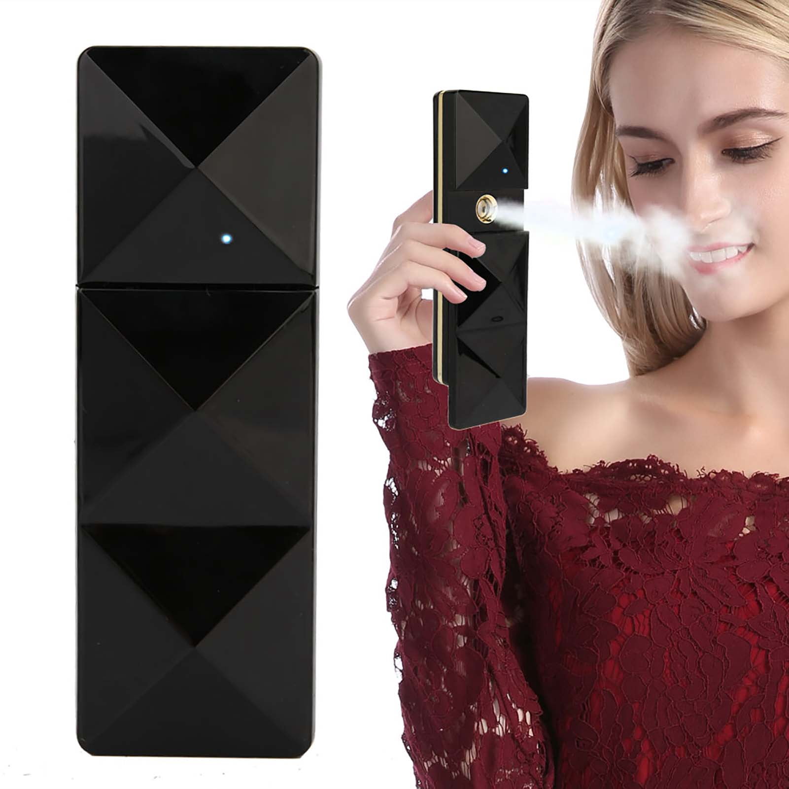 Nieyigj USB Nano Handy Face Mist Sprayer Portable Hydration Humidifier Atomization Tool for Rejuvenating Skin, 400mAh Battery, 6ml Water Tank Capacity, Black Edition (5.9 inches / 15 cm)