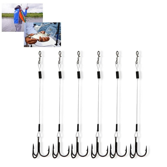 Ksopiavobs 2 Pack Fishing Line Hook, SGWL-PK110-10cm Fishing Stainless Steel Treble Hook Stinger Soft Bait for Fishing Accessory