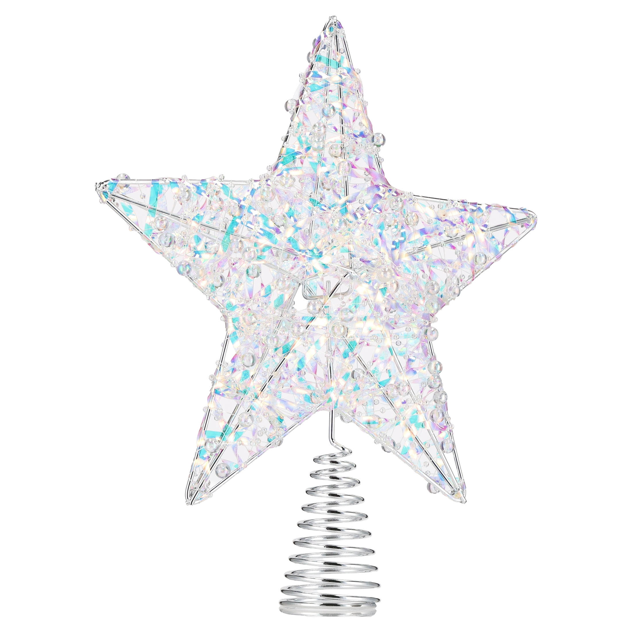 Beaded Star Christmas Tree Topper, Iridescent, 11.4", by Holiday Time
