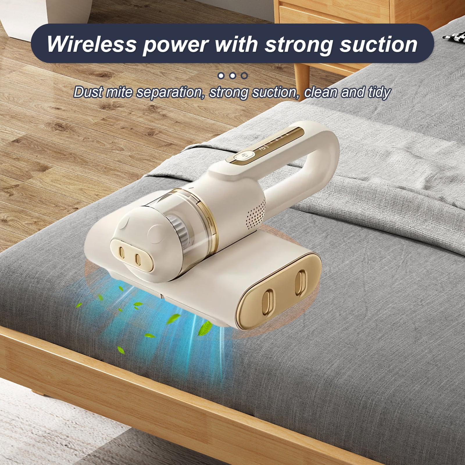 DERCLIVE Mattress Vacuum,Cordless Bed Vacuum Cleaner with UV-C Light, HEPA Filter Handheld Vacuum Cordless Bed Cleaner for Bed Sofa Pillows