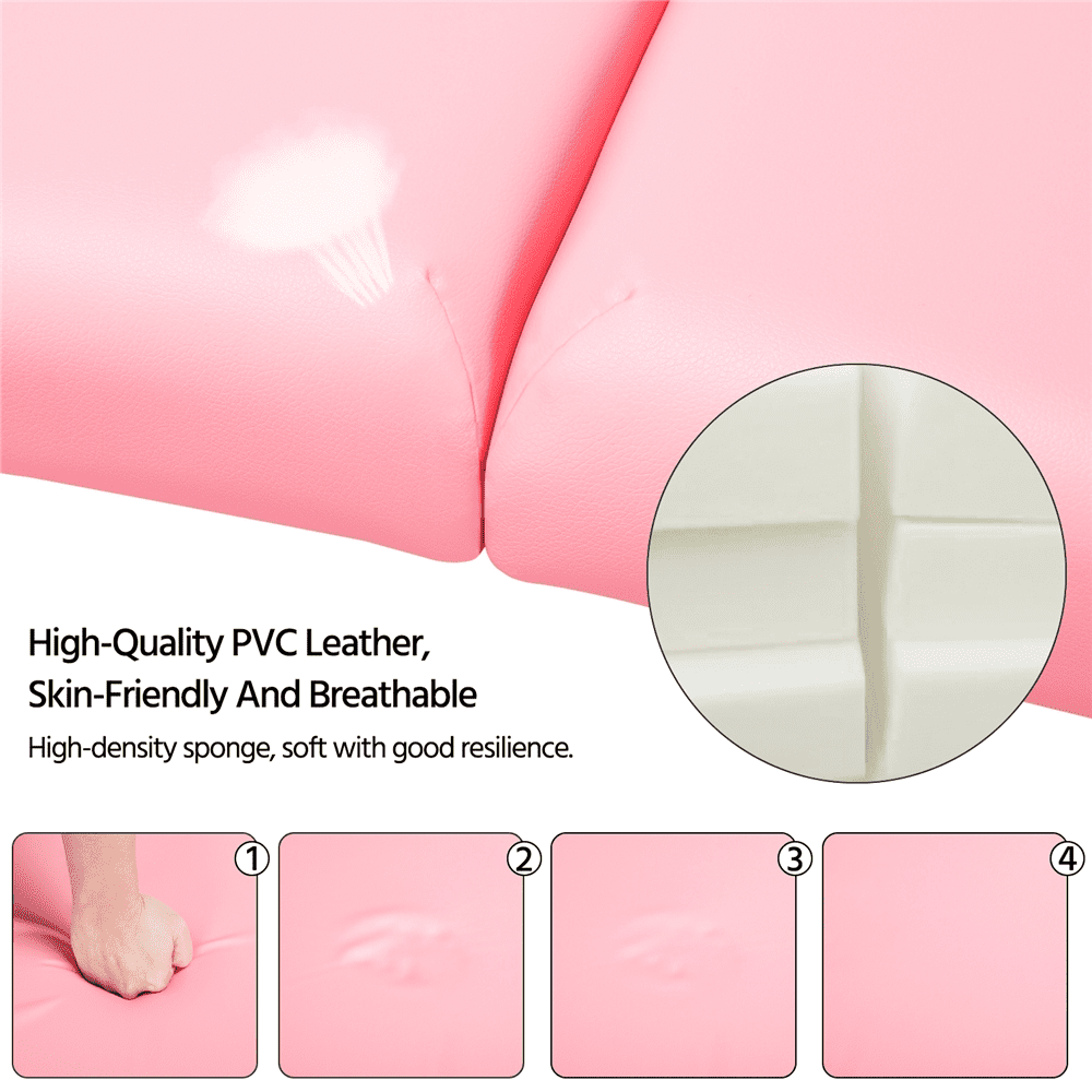 Renwick Adjustable Massage Bed with Headrest and Armrest, Pink