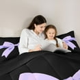 thumbnail image 5 of Feelyou Princess Bow-tie Print Queen Comforter Set, Dreamy Purple Ribbon Bow Bedding Sets, Chic Fashion Style Reversible Bedding Comforter Set, Microfiber Bedroom Decor, 3pcs, 5 of 8