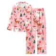 thumbnail image 5 of Tiweut Christmas Womens Casual Pajamas Sets Cozy Santa Graphic Print Long Sleeve Lapel Blouses and Long Comfy Pants for Holiday Comfort Homewear Nightwear Outfit Ladies Sleepwear Suit,Pink1,L, 5 of 5