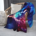 thumbnail image 2 of PHELIKA Galaxy Wolf Pink And Blue 04 All Season Soft Throw Blanket Lightweight Flannel Fleece Blankets 50"x40", 2 of 8