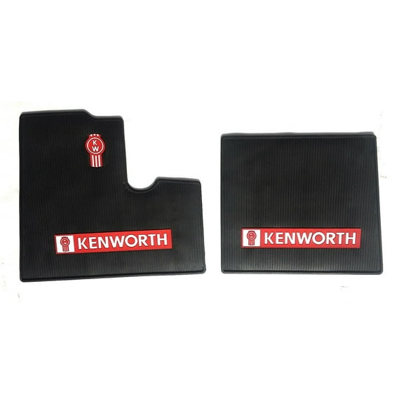Kenworth OEM Black Rubber Floor Mats w/ Logo Fits All T600 T800 W900 model years up to 2000 Model - All-Weather /Terrain