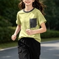 thumbnail image 6 of Teylalorva Girls Cotton T-Shirt with Pocket Crew Neck Short Sleeve Kids Summer Trendy Casual Tee Yellow Size 5T, 6 of 9