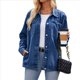 thumbnail image 2 of Chaqueta Vaquera de Larga con Botones y Bolsillos para Mujer Azul Oscuro L, 2 of 9