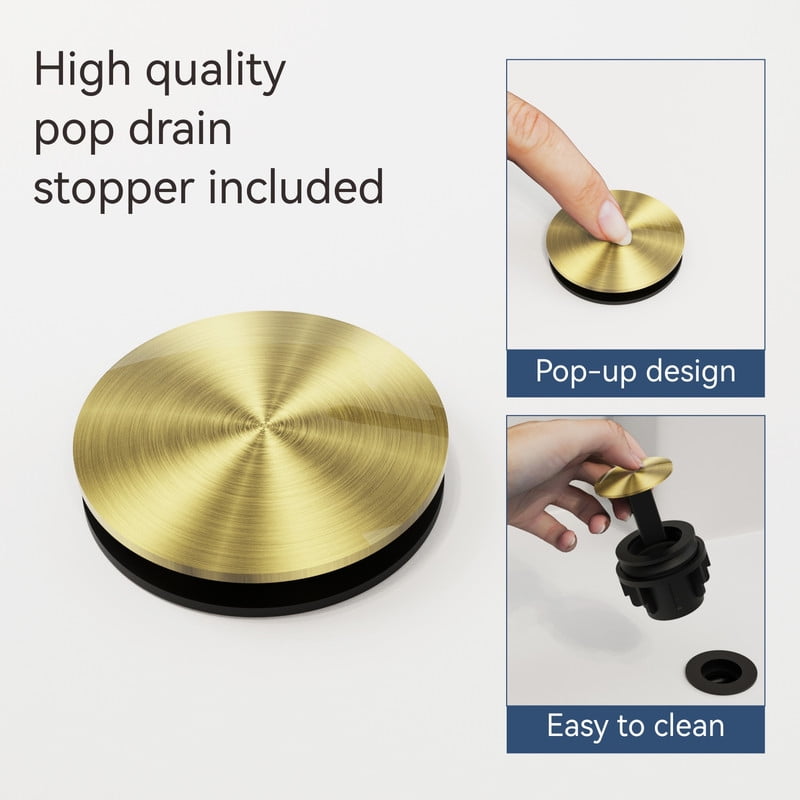 AUKTOPT Bathroom Faucet 3 Hole, 10 Inch Widespread Bathroom Faucet with Metal Pop-up Drain Assembly, Two Handle Vanity Faucet, Brushed Gold