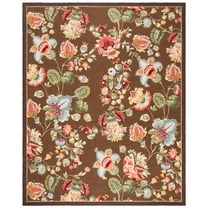 SAFAVIEH Chelsea Hayleigh Floral Wool Area Rug, Brown, 4'6" x 6'6" Oval