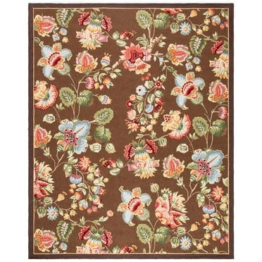 SAFAVIEH Chelsea Hayleigh Floral Wool Area Rug, Brown, 4'6" x 6'6" Oval