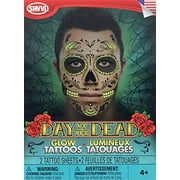 Day Of The Dead Glow In The Dark Sugar Skull Face Tattoo Kit For Men Or Women