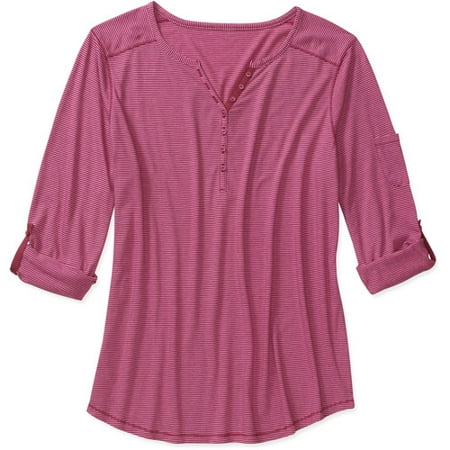 Women's Plus-Size Striped Knit Henley - Walmart.com