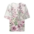 thumbnail image 5 of Button Down Shirts for Women Summer 2026 Boho Floral Printed Short Sleeve Tops Cottn Linen Beach Vacation Blouses, 5 of 5