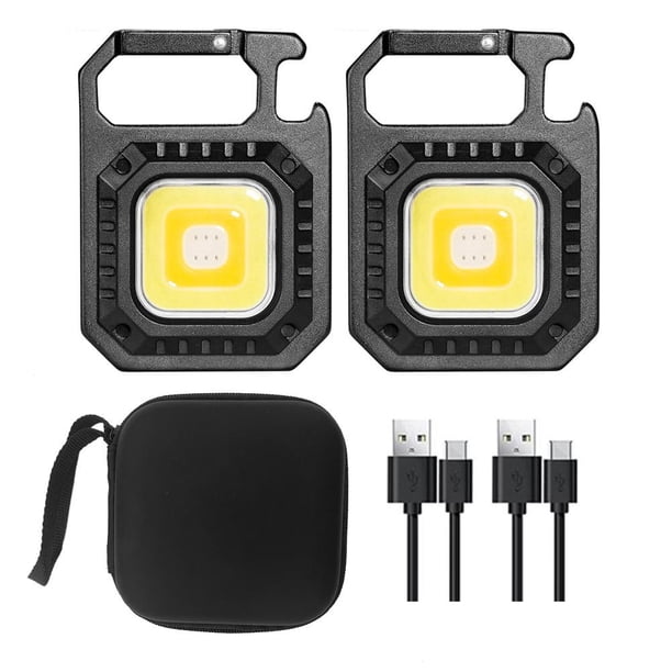 Trabajo 2x COB LED Mini Llaveros Linterna 500lm Lámpara de bolsillo impermeable (D)