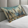 thumbnail image 2 of Ambesonne Urban Art Quilted Pillowcover, Big City Rush Hour Taxi, 30" x 20", Orange Ecru Cadet Blue, 2 of 2