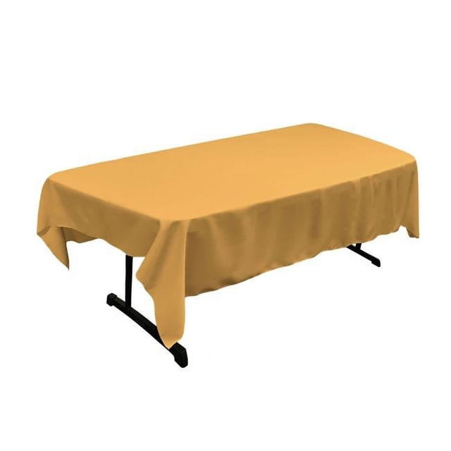 TCpop60x90-GoldP14 LA Linen Nappe Rectangulaire en Polyester, Or - 60 x 90 Po.