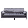 thumbnail image 3 of Alexent 84.6" Mid-Century Wood/Velvet Square Arm Loveseat in Gray, 3 of 8