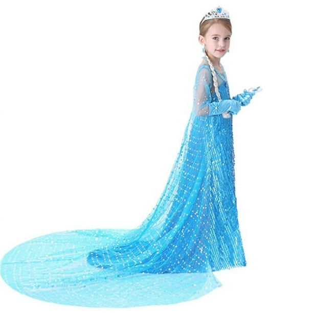 Vestido de princesa europea y americana de manga larga con lentejuelas y corte ajustado