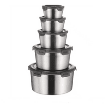 Airtight Food Storage Container TASTAN Round Stainless Steel Fresh-Keeping Container - Airtight Food Storage Box with Locking Lid, Stackable Kitchen Organizer for Meal Prep & Leftovers, Lunch Box, B