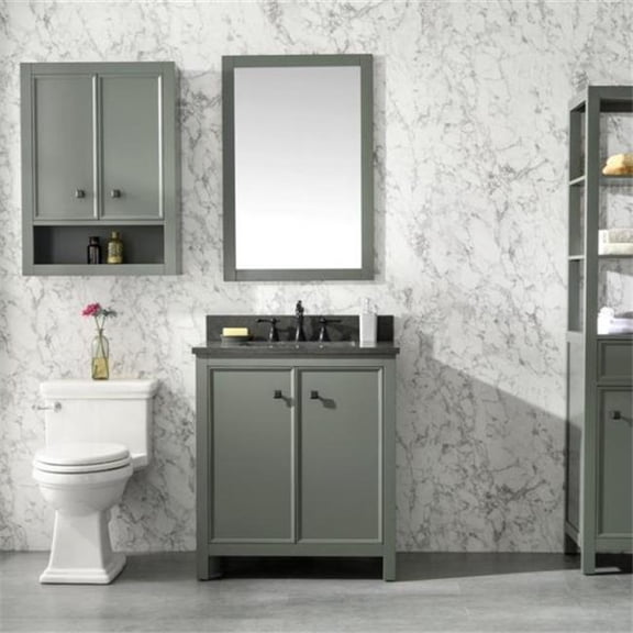 30 in. Vouge Green Finish Sink Vanity Cabinet with Carrara White Top