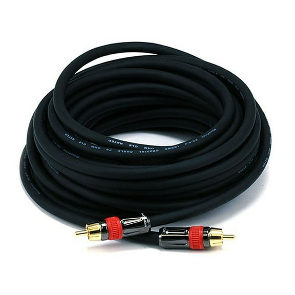 Monoprice Digital Coaxial Audio Cable - 25 Feet - Black | High Quality RG6 RCA CL2 Rated, Gold plated