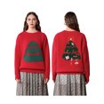 thumbnail image 1 of SUNSIOM  Women's Christmas Tree Sweaters Drop Shoulder Long Sleeve Round Neck Ribbed Loose Knitted Tops, 1 of 6