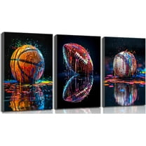 Graffiti Sports Canvas Wall Hieng Boys Room Rustic Football Baseball Rugby Wall Decor Picture American Football Painting Posters Prints for Nursery Playroom Living Bedroom Decoration