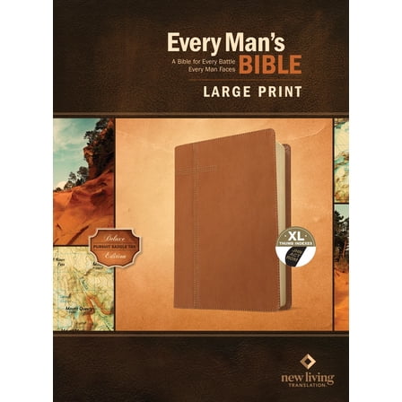 NLT Every Man's Bible/Large Print-Pursuit Saddle Tan LeatherLike Indexed