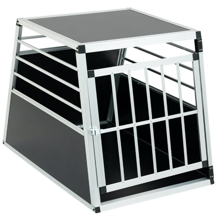 Aluminum Transport Box 35 × 25 × 27 in, Aluminum Car Transport Box Travel Transport Box for dogs and cats, Black and Silver