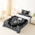 thumbnail image 5 of Homewish Spooky Grunge Skull Twin Sheets,Baroque Damask Flowers Bedding,White,Halloween Bed Set,3-Piece,1 Fitted Sheet and 1 Pillowcase, 5 of 6