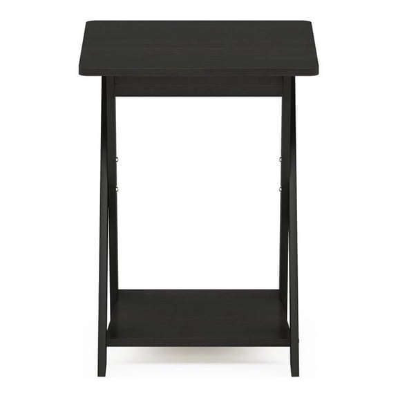 Pemberly Row Modern Engineered Wood Criss-Crossed End Table in Espresso