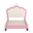 thumbnail image 5 of Jopath Twin Size Upholstered Bed, Princess Platform Bed with Headboard, Crown Headboard Design for Toddler Kids Teens Pink, 5 of 9