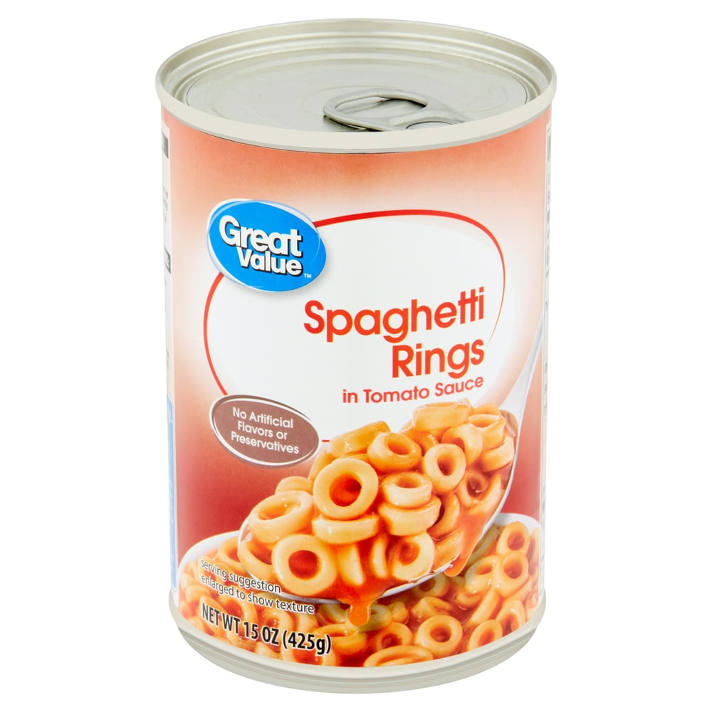 Great Value Spaghetti Rings in Tomato Sauce, 15 oz