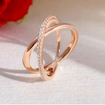 vylahjewellery Criss Cross Valentine's Special Ring 1 Ct Moissanite Diamond ring Stunning 14K Rose Gold Ring