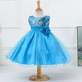 thumbnail image 2 of PINQI Pageant Little Girls Dress Toddler Girl Sequin Sleeveless Tulle Princess Dress Flower Belt Christmas Sundress for 3 To 10 Years, 2 of 4
